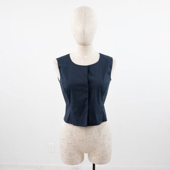 Oscar de la Renta RTW 4 Navy Blue Tailored Tank - Picture 4 of 8